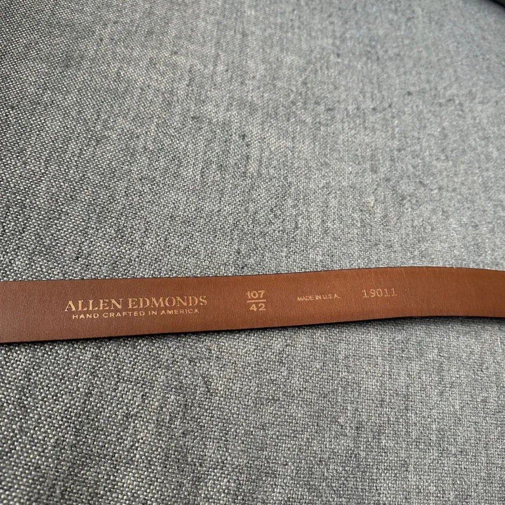 Allen Edmonds Mens Black Leather Dress Belt Size 42 Silver Buckle 19011 USA